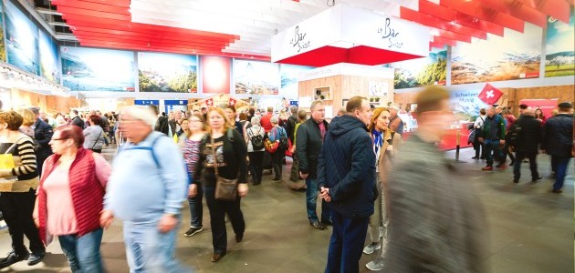 Ein Infostand der Garantiemarke Suisse Garantie an einer Publikumsmesse.